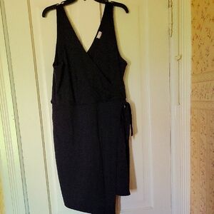 Elegant Black Faux Wrap Dress